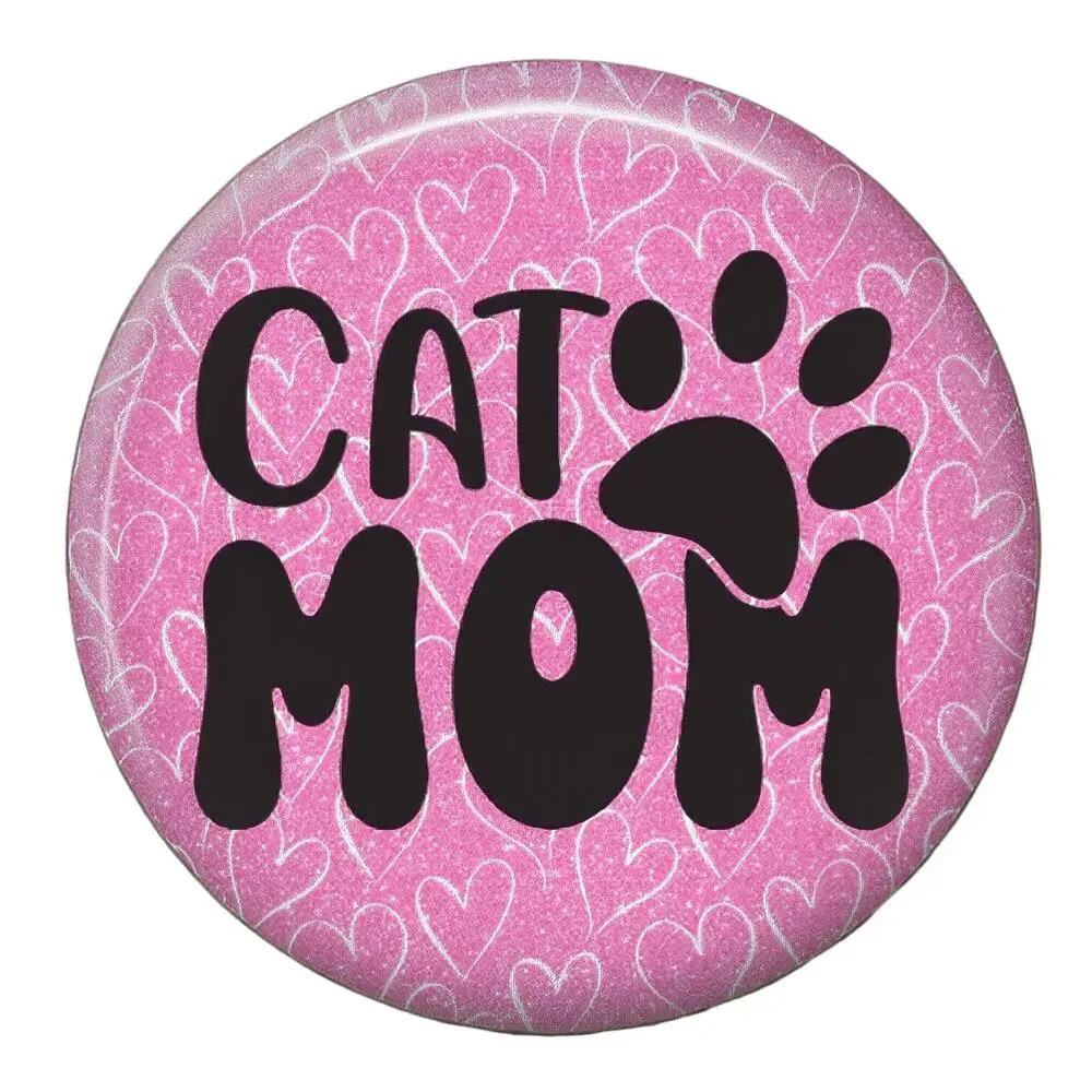 Cat Mom Badge Reel Cat Lover Retractable ID Badge Holder Pet Lover Gift